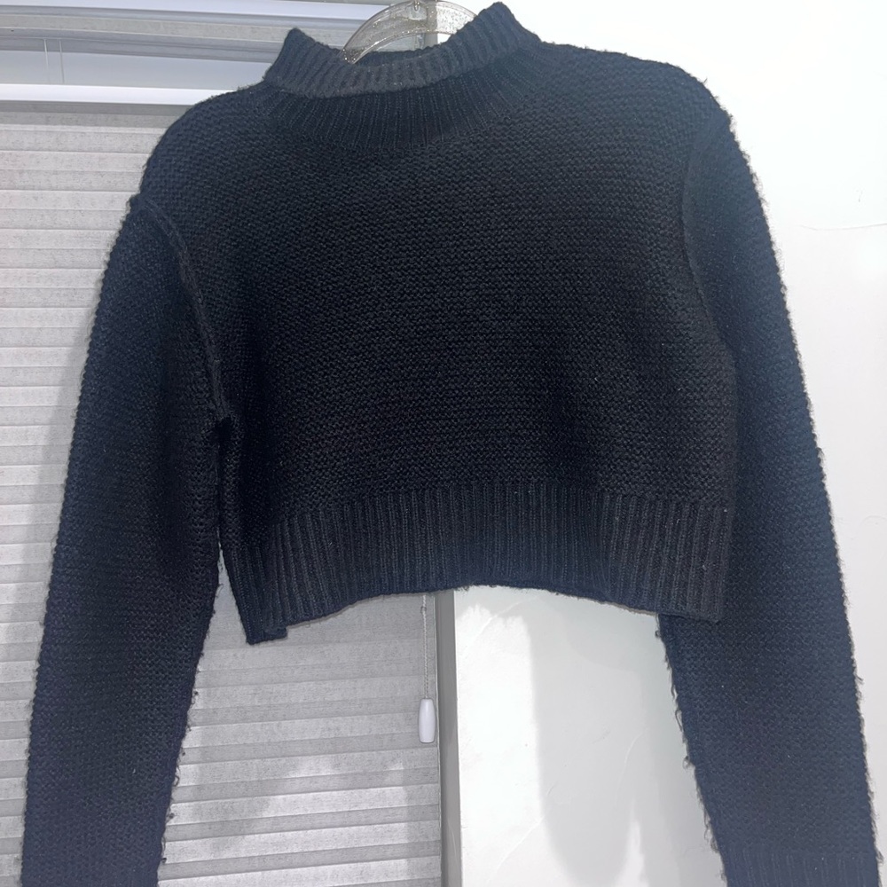 Elodie Black Cropped Knit Sweater
